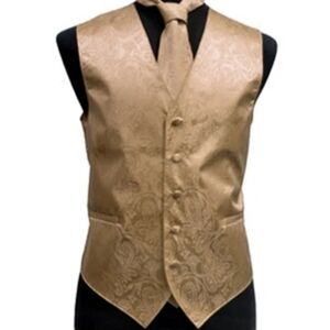 Pierre Cardin Men's Gold/ Bronze Paisley Pattern Classic Fit Vest sz M Formal